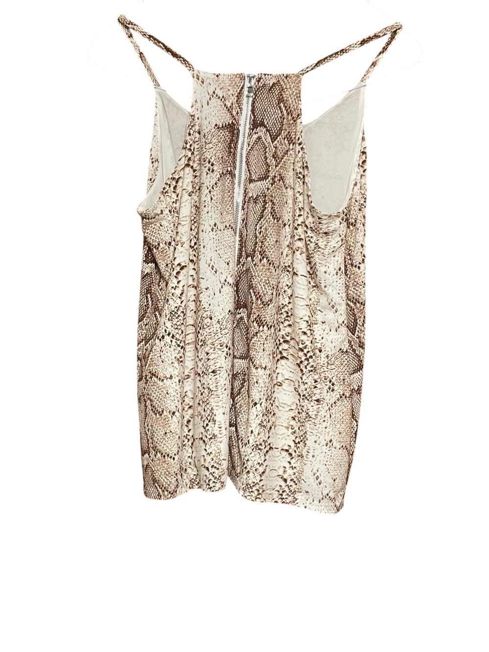 Snake-Print Beige Spaghetti Strap Tank Top